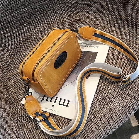 Vintage Wide Strap Women Cross Body Bags Designer Luxury Pu Leather Lady Shoulder Messenger Bag ...