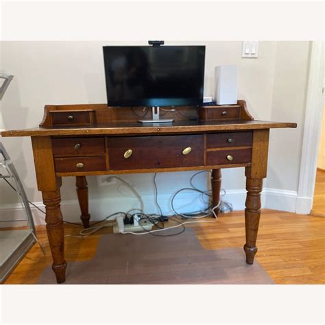 Antique Style Desk with Several Drawers - AptDeco