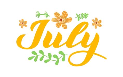 Premium Vector | July Hand drawn lettering month name Hand written ...