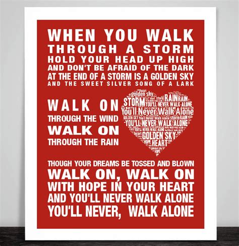 YOU'LL Never Walk Alone Anthem Music Song Lyrics Wall Art Print/poster Home Decor Framed Picture ...