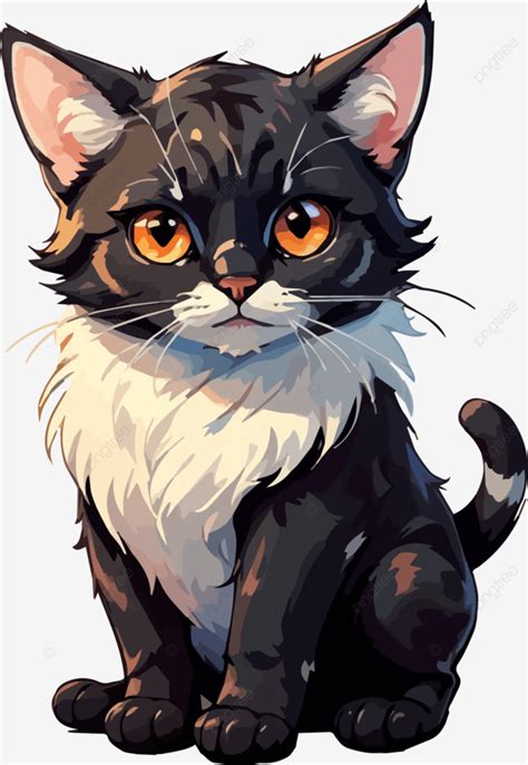 Fluffy Black Cat Cartoon, Black Cat, Kitten, Animal PNG Transparent Image and Clipart for Free ...