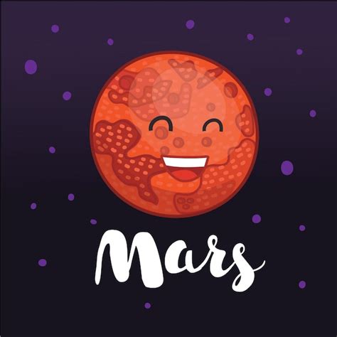 Premium Vector | Cartoon illustration of planet mars with cute funny ...