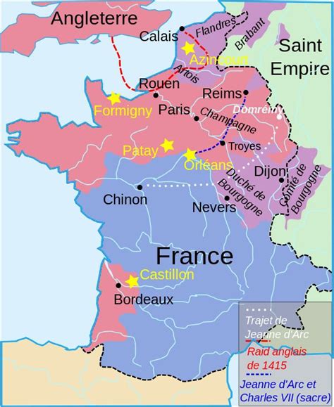 A map of France during the Hundred Years' War. It is around the time of ...