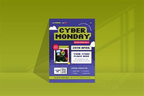 Cyber Monday Pixel Flyer, Print Templates ft. monday & cyber - Envato Elements