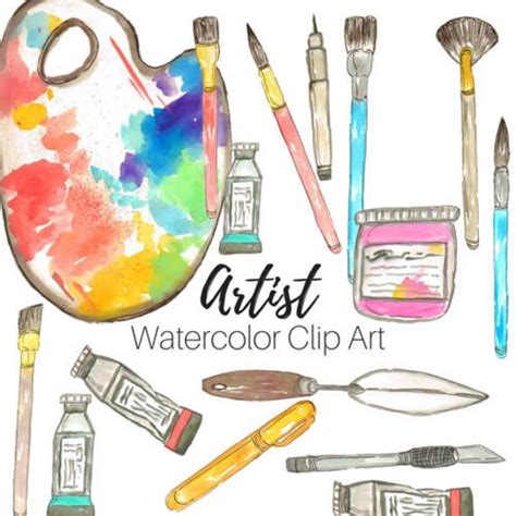 Watercolor Clip Art Art Supplies Clip Art Art School Clip