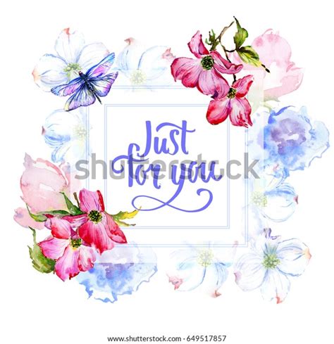 Wildflower Dogwood Flower Frame Watercolor Style Stock Illustration ...