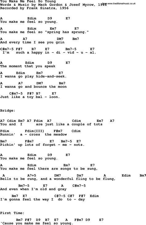 Song lyrics with guitar chords for You Make Me Feel So Young - Frank ...