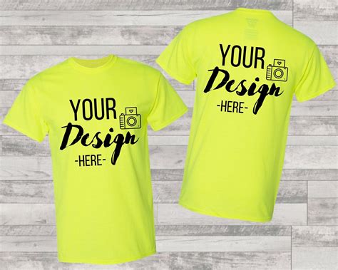 Front and Back Safety Green T-shirt Mockup, Safety Green T-shirt Mockup, Digital Mockup, Instant ...