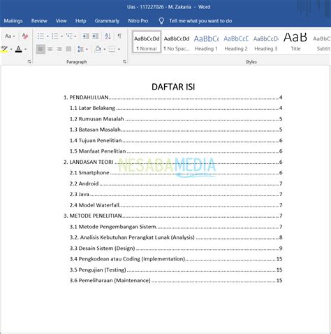 2 Cara Membuat Titik Daftar Isi Otomatis di Word (100%% Rapi)