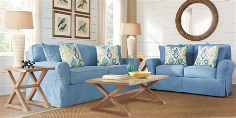 Cindy Crawford Home Beachside Blue Denim 7 Pc Living Room - Rooms To Go