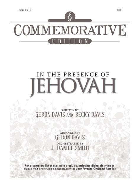 In the Presence of Jehovah (SATB ) by Becky | J.W. Pepper Sheet Music