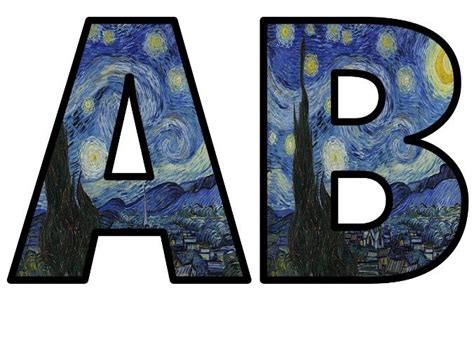 ART VINCENT VAN GOGH DISPLAY Lettering Whole Alphabet, Numbers, Signs ...