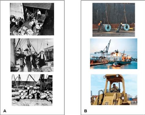 5. Longshoremen: before (A) and after (B) mechanization. | Download ...