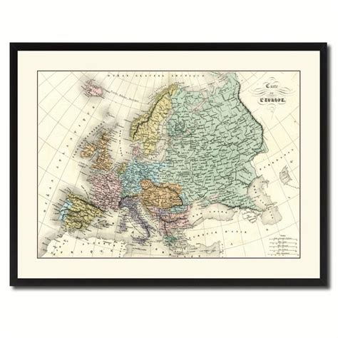 Europe Vintage Antique Map Wall Art Home Decor Gift Ideas Canvas Print Custom Picture Frame # ...