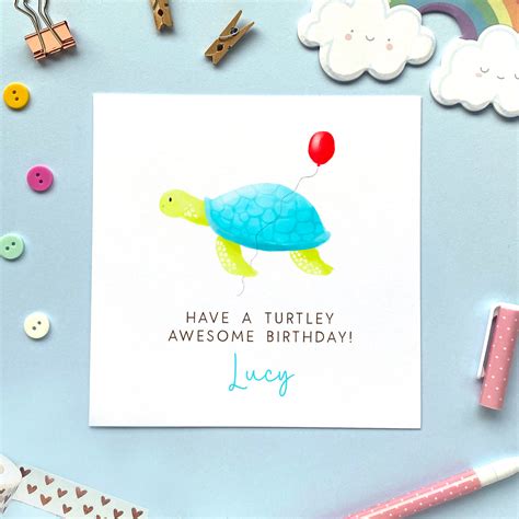 Personalised Turtle Birthday Card | Lilac Kitten Designs