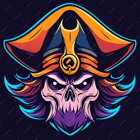 Premium Vector | Pirate skull graphic element for merch