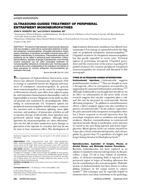 Ultrasound-Guided Treatment of Peripheral Entrapment Mononeuropathies John W - DocsLib