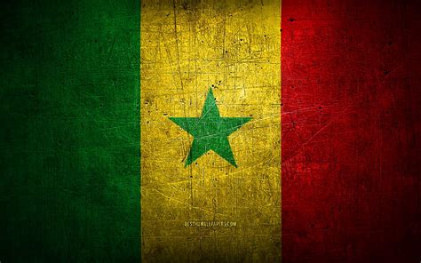 Senegalese metal flag, grunge art, African countries, Day of Senegal ...