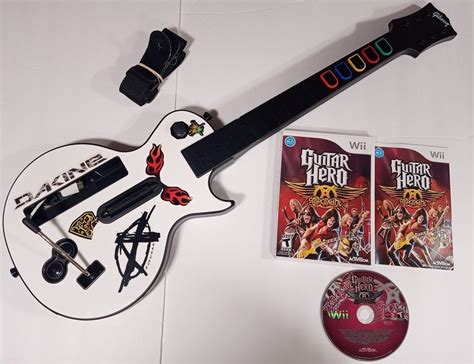 Nintendo Wii Guitar Hero Controller With Strap Gibson Les Paul Guitar Aerosmith Video Game ...