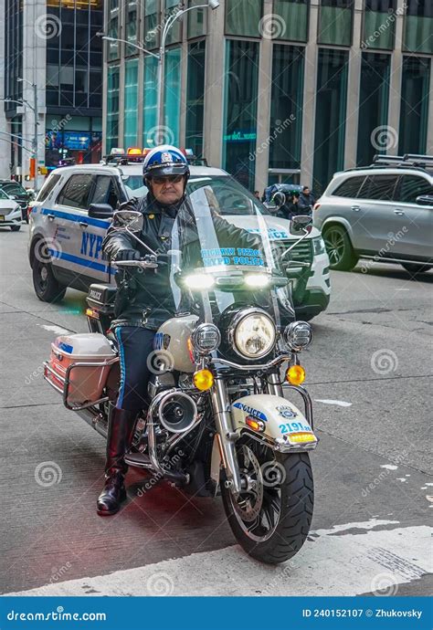 NYPD Highway Patrol Officers on Motorcycles Providing Security in ...