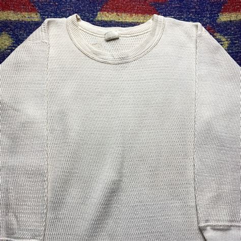 1970s JC Penneys White Thermal Under Shirt Long Sleev… - Gem