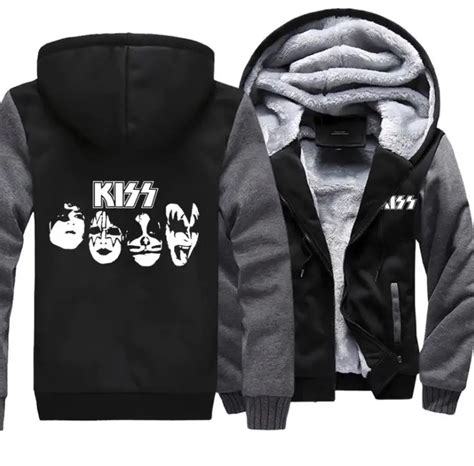 KISS Rock Band Print Sweatshirt Hoodie Men And Women Velvet Thicken ...