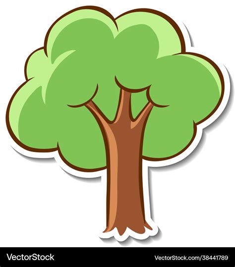 Cartoon tree sticker on white background Vector Image