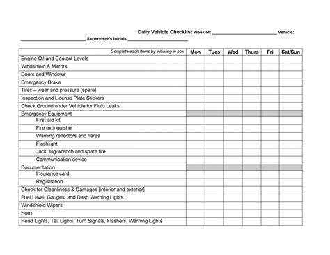 Explore Our Image of Truck Maintenance Checklist Template for Free ...