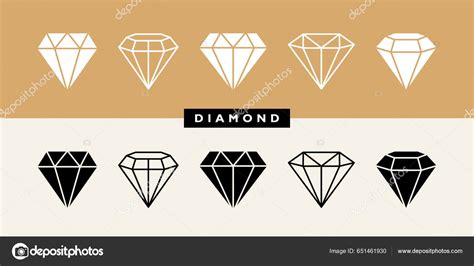 Set Different Shapes Gemstones Diamond Line Art Design Elements Vector ...