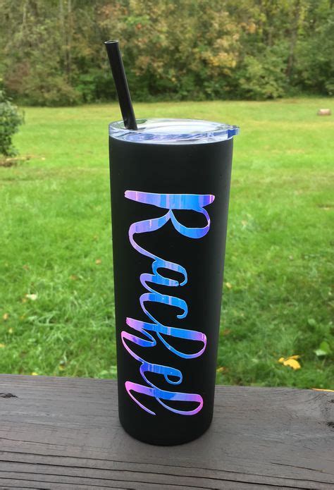 Personalized tumbler with holographic vinyl. | Vinyl tumblers, Vinyl crafts, Personalized tumblers