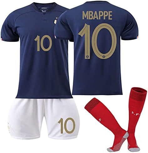 2022 World Cup France MBAPPE No.10 Soccer Jersey Set | Adults Youth Soccer Jersey Shirt Kit ...