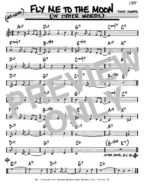 Fly Me To The Moon (In Other Words) sheet music by Frank Sinatra (Real ...