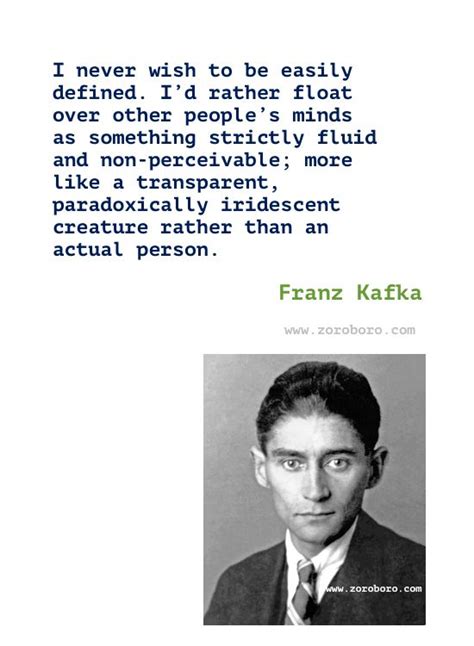 a man in a suit and tie with a quote from frank kafka on it