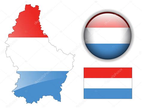 Luxembourg flag, map and glossy button. — Stock Vector © cobalt88 #2751745