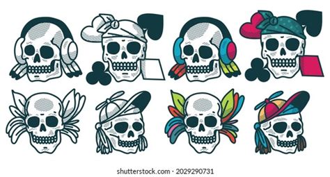 Skull Tattoos Vector Cartoon Set Isolated Stock Vector (Royalty Free) 2029290731 | Shutterstock