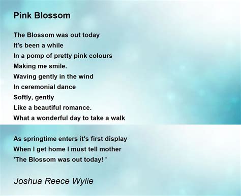 Pink Blossom Poem by Joshua Reece Wylie - Poem Hunter