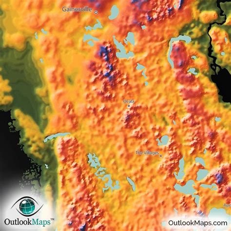 Florida Topography Map | Colorful Natural Physical Landscape