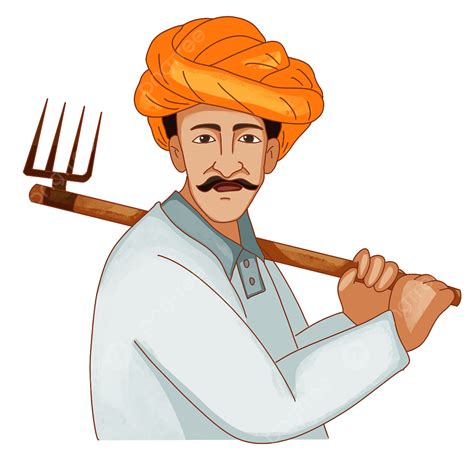 Indian Farmers White Transparent, Indian Farmers Carry Farm Tools, India, A Farmer, Cartoon PNG ...