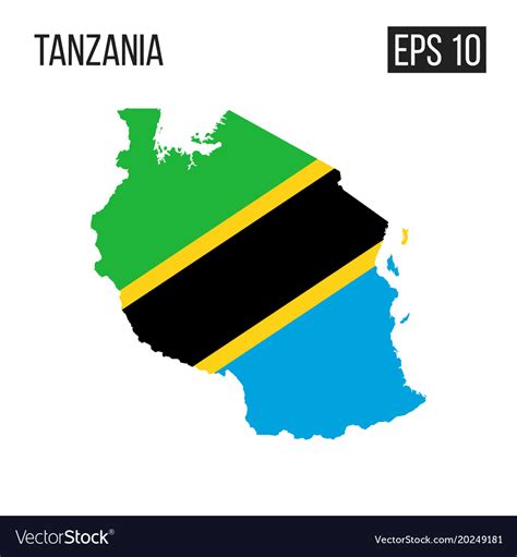 Tanzania map border with flag eps10 Royalty Free Vector