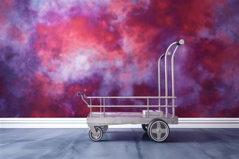 Premium AI Image | white luggage cart with a red and black background