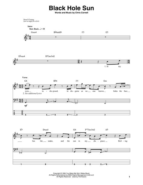 Black Hole Sun by Soundgarden - Bass Tab - Guitar Instructor