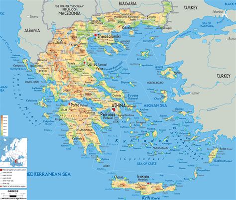Physical Map of Greece - Ezilon Maps
