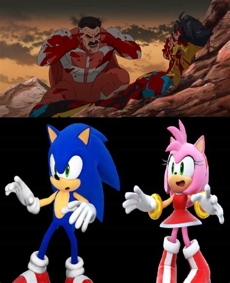 Sonic and Amy scared of Omni-Man by Rutgervdc on DeviantArt