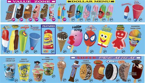 Ice Cream Truck Menu : r/nostalgia