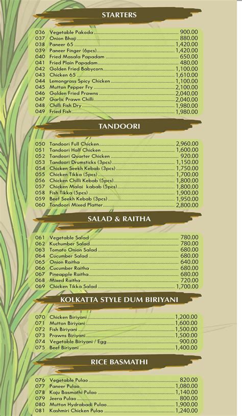 Malabe Menu – Lemongrass Restaurants Colombo