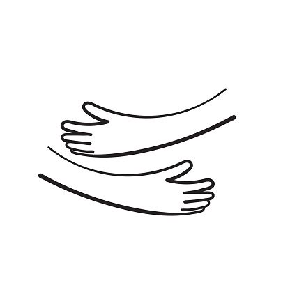 Hand Drawn Doodle Hand With Hug Gesture Illustration Vector Stock ...