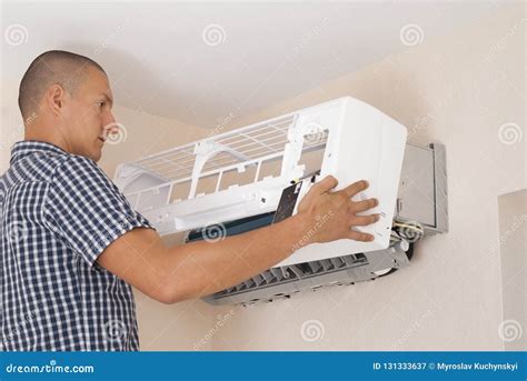 Installation of Air Conditioning Stock Image - Image of conditioner ...