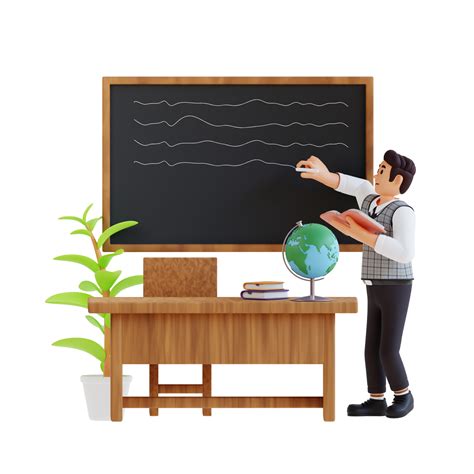 male teacher writing on the blackboard 3d character illustration ...