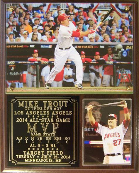 Mike Trout #27 All-Star Game MVP 2014 Los Angeles Angels Photo Plaque ...