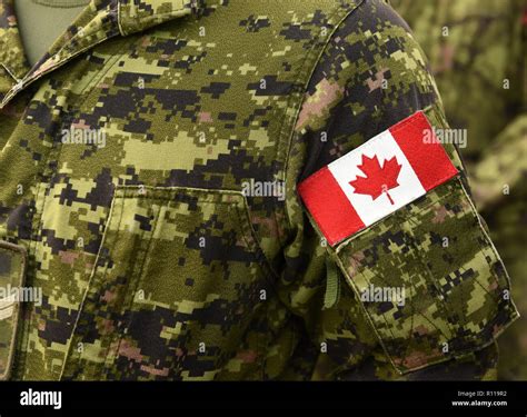 Canadian troops. Canadian Army. Canada flags on soldiers arm Stock Photo - Alamy